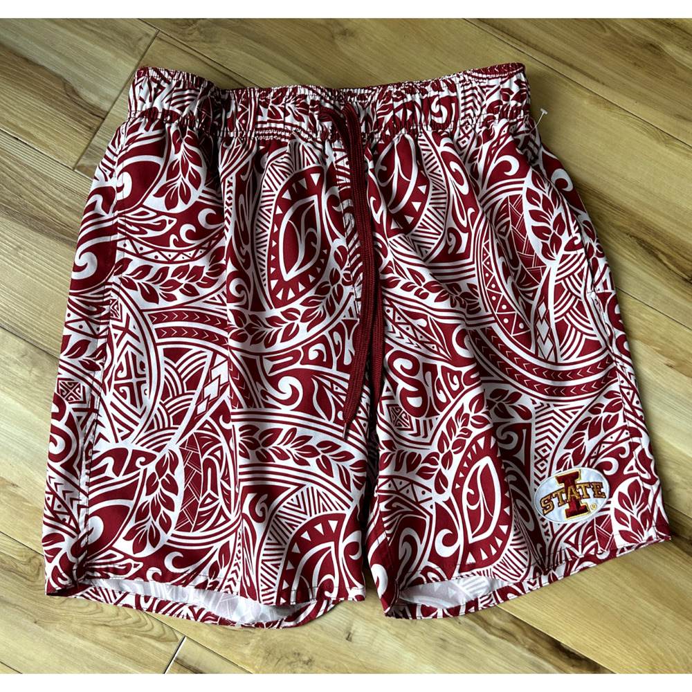 Men's Iowa State Cyclones Swim Trunks Floral Paisley Shorts Logo Size Large